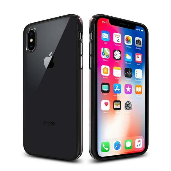 WIRESTER Soft TPU Case Slim Protective Cover for Apple iPhone X, Black Glassy Electroplated