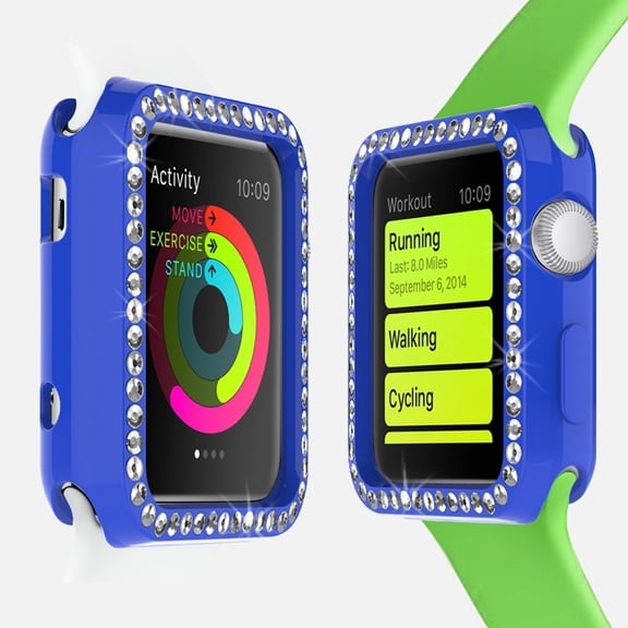 FINCIBO Soft TPU Case Slim Protector Cover for Apple Watch Sport Edition 42mm, Blue Some Rhinestones