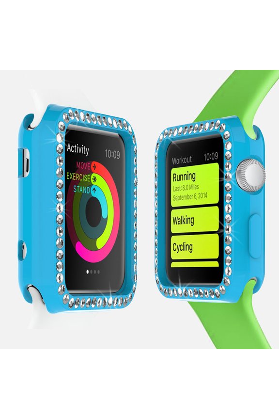 Soft TPU Case Slim Protector Cover for Apple Watch Sport Edition 42mm, Light Blue Some Rhinestones