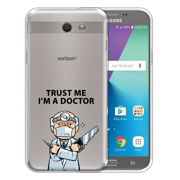 FINCIBO Soft TPU Clear Case Slim Protective Cover for Samsung Galaxy J7 2017 J727, Trust the Old Doctor