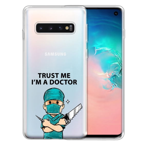 FINCIBO Soft TPU Clear Case Slim Protective Cover for Samsung Galaxy S10 G973 6.1", Trust the Young Doctor