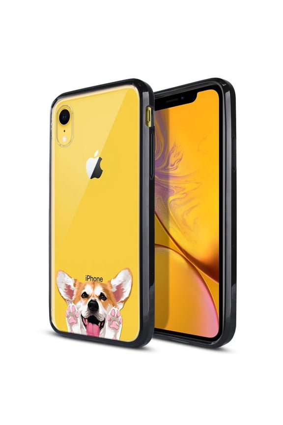 FINCIBO TPU Bumper Clear Hard Back Cover for Apple iPhone XR 6.1", Red Pembroke Welsh Corgi Dog