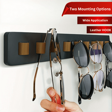 FINDAMAZE Sunglasses Organizer Wall Mounted Wood Sunglass Holder (Grey-1pcs-long)