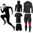 thumbnail image 1 of FINDCI 5PCS/Set Men Workout Suit Outfit Fitness Apparel Gym Outdoor Running Compression Pants Shirt Top Long Sleeve Jacket（12,Small), 1 of 5