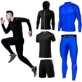 thumbnail image 1 of FINDCI 5PCS/Set Men Workout Suit Outfit Fitness Apparel Gym Outdoor Running Compression Pants Shirt Top Long Sleeve Jacket（14,XX-Large), 1 of 5