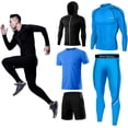 thumbnail image 1 of FINDCI 5PCS/Set Men Workout Suit Outfit Fitness Apparel Gym Outdoor Running Compression Pants Shirt Top Long Sleeve Jacket（25,Medium), 1 of 1