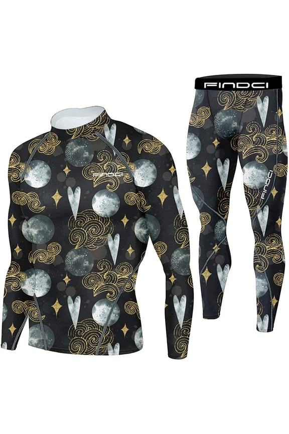 Men Tight Sportswear Gym Workout Running Camo Exclusive Sports Suits Indoor Workout Pants Sets(Black Cloud,Large)