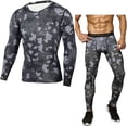 thumbnail image 1 of FINDCI Men Tight Sportswear Gym Workout Running Camo Exclusive Sports Suits Indoor Workout Pants Sets(Grey Grid,X-Large), 1 of 2