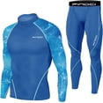 thumbnail image 1 of FINDCI Men Tight Sportswear Gym Workout Running Camo Exclusive Sports Suits Indoor Workout Pants Sets(Splicing Blue,Large), 1 of 5