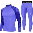 thumbnail image 1 of FINDCI Men Tight Sportswear Gym Workout Running Camo Exclusive Sports Suits Indoor Workout Pants Sets(Splicing Dark Purple,Large), 1 of 5