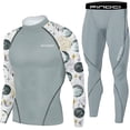 thumbnail image 1 of FINDCI Men Tight Sportswear Gym Workout Running Camo Exclusive Sports Suits Indoor Workout Pants Sets(Splicing Light Grey,Large), 1 of 5