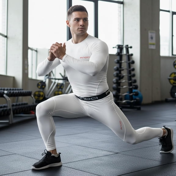 FINDCI Men's Compression Shirt Pants Set Long Sleeve Athletic Workout Rash Guard Gym Active Sports Undershirt Leggings