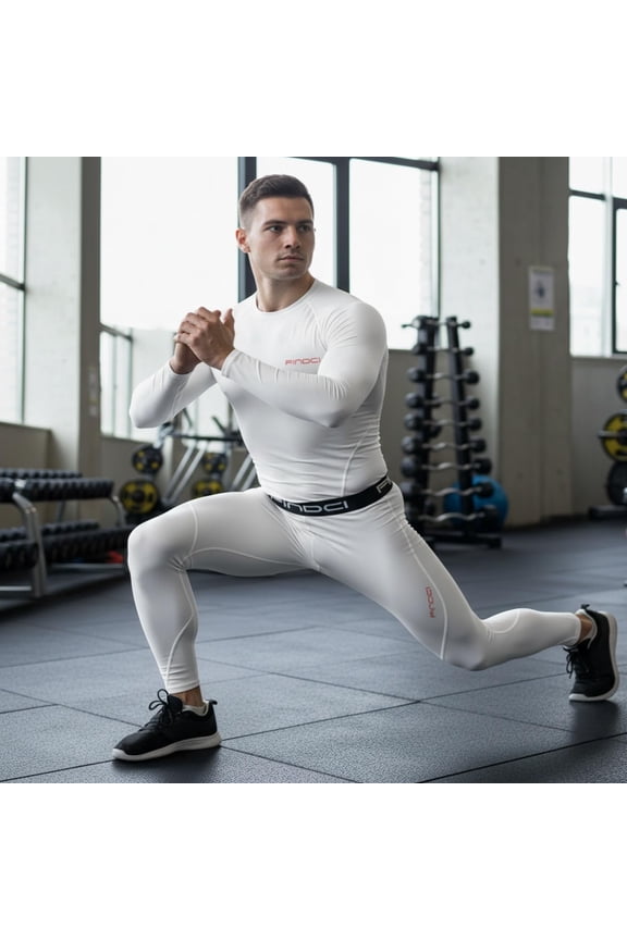 FINDCI Men's Compression Shirt Pants Set Long Sleeve Athletic Workout Rash Guard Gym Active Sports Undershirt Leggings