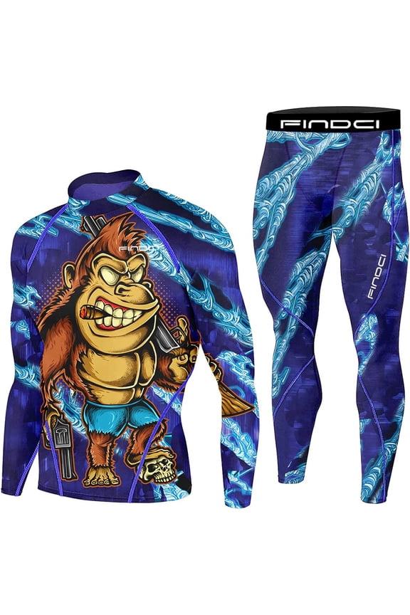 Men's Compression Sportswear Suits Gym Tights Training Boxing Rugby Clothing Jogging Sports Set Running Rashguard Tracksuit(Newdesign2,XX-Large)