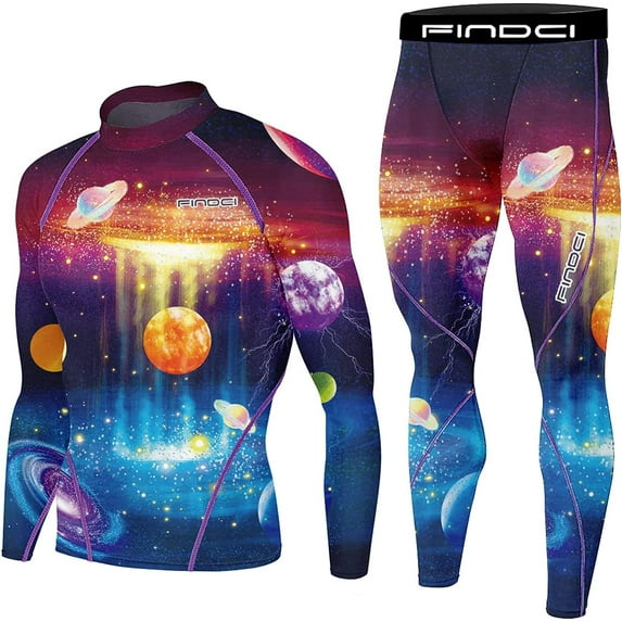 FINDCI Men's Compression Sportswear Suits Gym Tights Training Boxing Rugby Clothing Jogging Sports Set Running Rashguard Tracksuit(Newdesign31,Small)