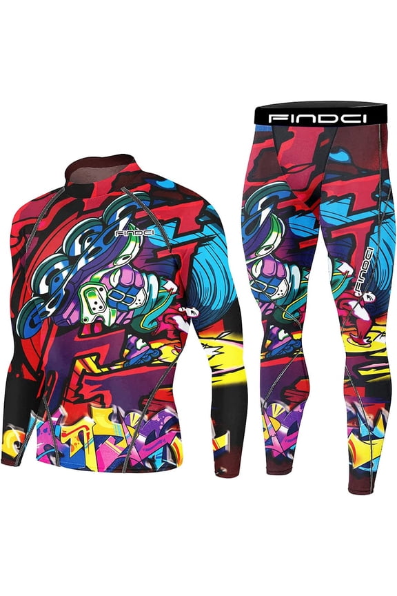 Men's Compression Sportswear Suits Gym Tights Training Boxing Rugby Clothing Jogging Sports Set Running Rashguard Tracksuit（Newdesign33,Small)