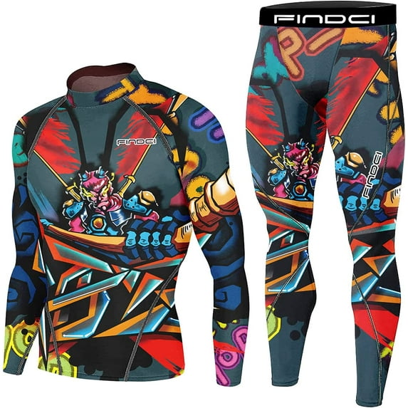 FINDCI Men's Compression Sportswear Suits Gym Tights Training Boxing Rugby Clothing Jogging Sports Set Running Rashguard Tracksuit(Newdesign34,Large)