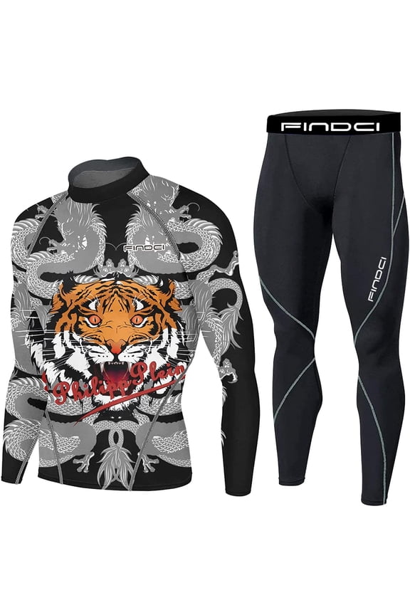 Men's Compression Sportswear Suits Gym Tights Training Boxing Rugby Clothing Jogging Sports Set Running Rashguard Tracksuit(Newdesign42,XX-Large)