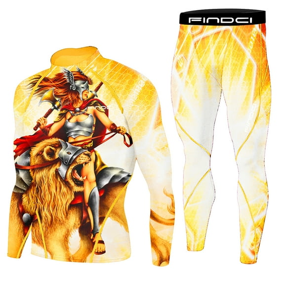 FINDCI Men's Compression Sportswear Suits Gym Tights Training Boxing Rugby Clothing Jogging Sports Set Running Rashguard Tracksuit,XX-Large,Newdesign1