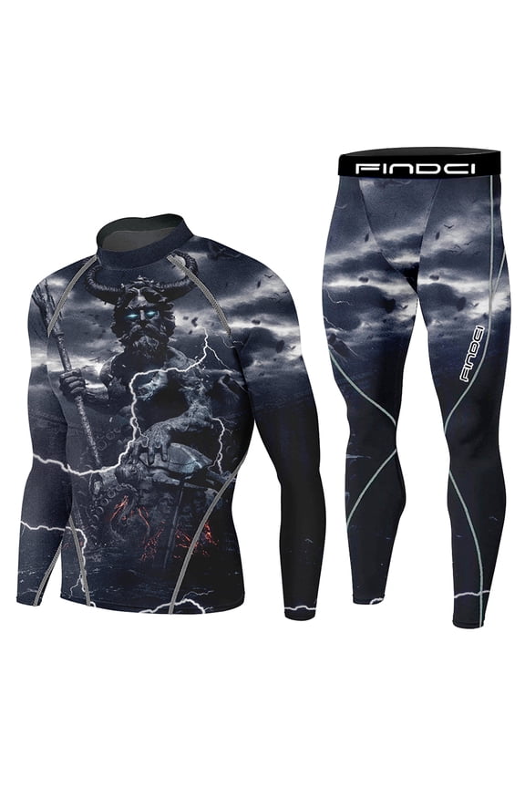 FINDCI Men's Compression Sportswear Suits Gym Tights Training Boxing Rugby Clothing Jogging Sports Set Running Rashguard Tracksuit,XX-Large,Newdesign10