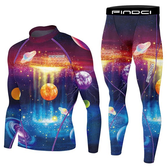 FINDCI Men's Men's Gym Running Fitness Kit Compression Pants Shirt Top Long Sleeve Jacket Set 2 PCS - Workout Outfit Set Jogging Sports Set Running Rashguard Tracksuit,3X-Large,Newdesign31