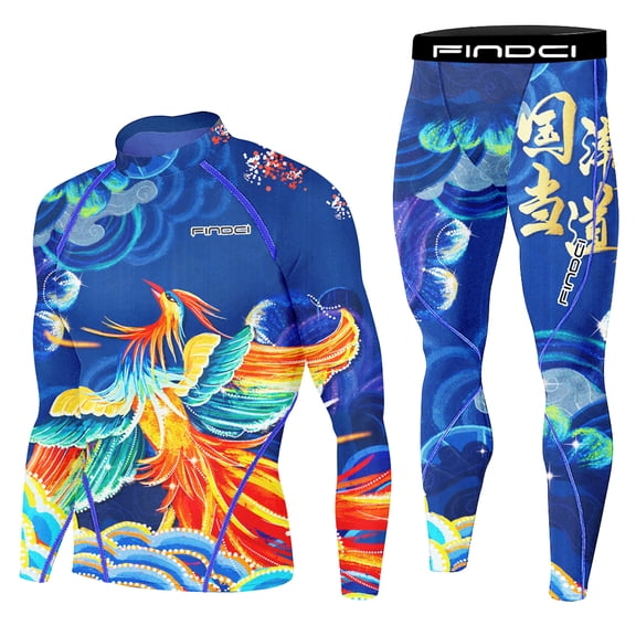 FINDCI Men's Men's Gym Running Fitness Kit Compression Pants Shirt Top Long Sleeve Jacket Set 2 PCS - Workout Outfit Set Jogging Sports Set Running Rashguard Tracksuit,Large,Newdesign16
