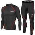 thumbnail image 1 of FINDCI Men's Men's Gym Running Fitness Kit Compression Pants Shirt Top Long Sleeve Jacket Set 2 PCS - Workout Outfit Set Jogging Sports Set Running Rashguard Tracksuit,Medium,Red Line, 1 of 5