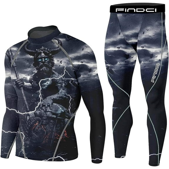 FINDCI Men's Running Fitness Cooling Sportswear Camo Compression Long Sleeved Shirt + Pants GYM Sets