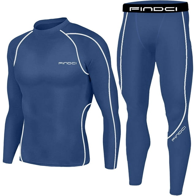 FINDCI Men's Sports Running Set Compression Shirt + Pants Skin-Tight ...