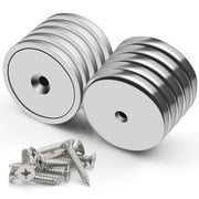 FINDMAG 10 Pack Neodymium Magnets Cup Magnets with Countersunk Hole, Strong Round Base Rare Earth Magnets, 110 LBS Pull Force, 1.26"D x 0.2"H, 10 Screws Included