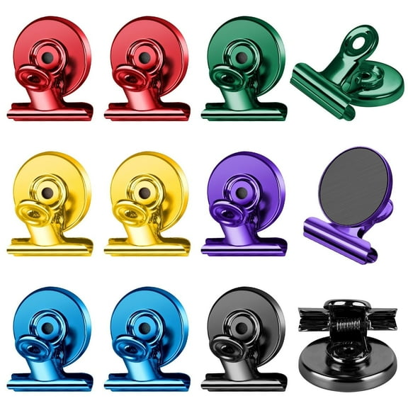 12 Pack Strong Magnetic Clips Heavy Duty, Whiteboard Magnets Clips, Strong Fridge Magnetic Clips, Refrigerator Magnets Scratch Free Magnet Clips for Photo Displays, Office, School, Kitchen