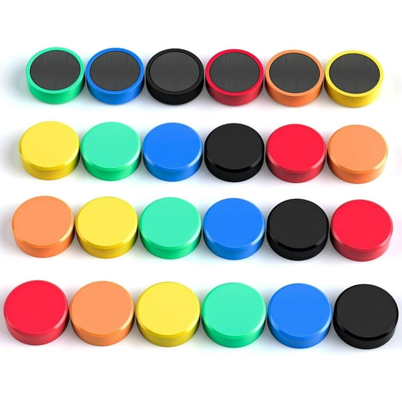 FINDMAG 24 Pack Fridge Magnets, Round Refrigerator Magnets, Dry Erase Board Magnets for Whiteboard, Decorative Magnets, Small Colorful Whiteboard Magnets for Fridge, Kitchen, Home, Office, Classroom