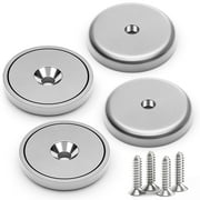 FINDMAG 4 Pack Neodymium Magnets Cup Magnets with Countersunk Hole, Strong Round Base Rare Earth Magnets, 110 LBS Pull Force, 1.26"D x 0.2"H, 4 Screws Included