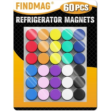 FINDMAG 60 Pack Fridge Magnets, Whiteboard Magnets, Dry Erase Board Magnets for Locker, Round Decorative Magnets, Small Colorful Refrigerator Magnets, 10 Colors