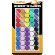 FINDMAG 90 Pack Refrigerator Magnets, Round Fridge Magnets, Small Magnets for Whiteboard, Decorative Magnets, Office Magnets for School, Locker, WhiteBoard (10 Colors)