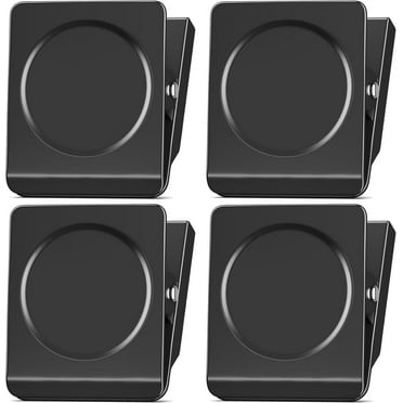 FINDMAG Magnetic Clips, 2.2 Inch Magnetic Clip, Lock Accessories, Office Supplies, Magnet Clips for Refrigerator, Whiteboard, Home (Black, 4 Pack)