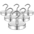 thumbnail image 1 of FINDMAG Magnetic Hooks 120lbs, Rare Earth Magnet Hooks Heavy Duty for Hanging, Neodymium Magnet with Hooks for Refrigerator, Home, Kitchen, Office, Cruise (Silver, Pack of 6, Grade N52), 1 of 3
