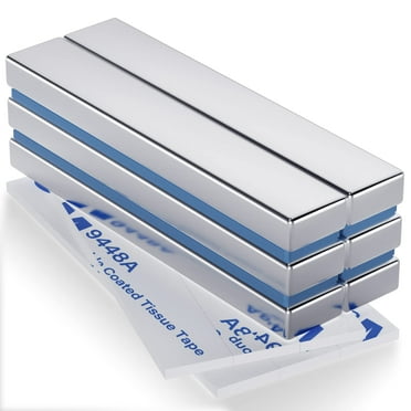 FINDMAG Neodymium Bar Magnets Strong Magnets Rare Earth Magnets with Double-Sided Adhesive - 60x10x5mm, Pack of 6
