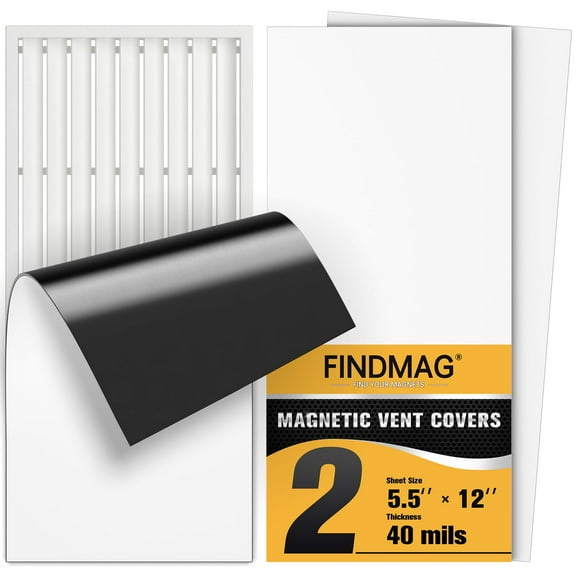 FINDMAG Vent Covers, Strong Magnetic Vent Covers, 5.5" x 12" Air Vent Covers for Home Floor, Ceiling, Wall, Register Magnetic Vent Cover, Home HVAC and AC Vents, Magnetic Vent Cover Registers, 2Pack