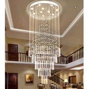 FINE MAKER 10-Light Crystal Stainless Steel Raindrop Chandelier