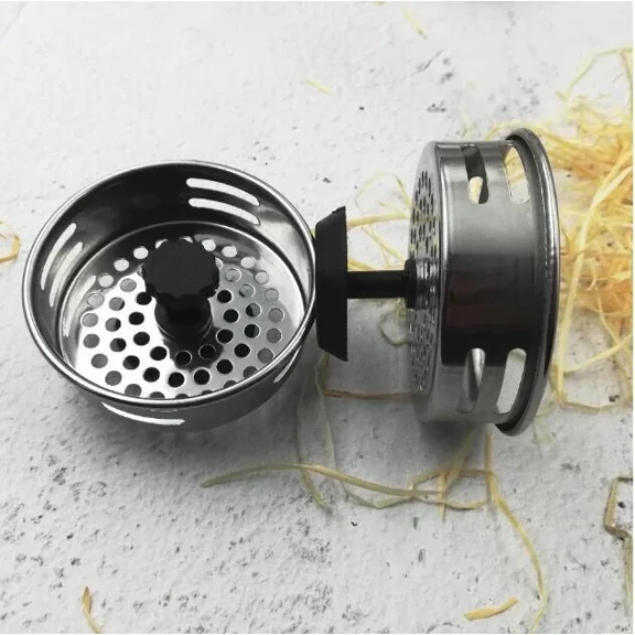 FINE MAKER 2 Pack Stainless Steel Kitchen Sink Drain Strainer Basket Stopper Filter 3.2"