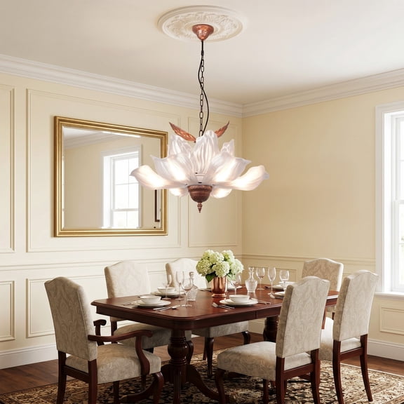FINE MAKER 24-inch satin acrylic chandelier, decorative lighting for living room, dining room, and bedroom, modern minimalist art chandelier.