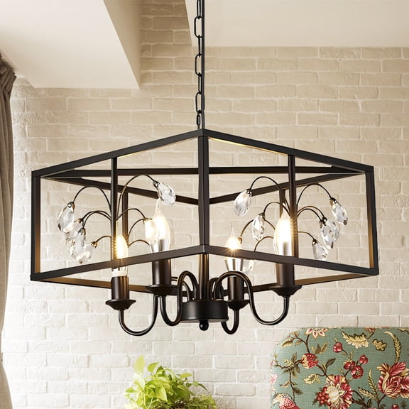 FINE MAKER 4-Light Modern Geometric Semi Flush Mount Ceiling Light Fixture Farmhouse Pendant Lighting Fixtures for Living Room Kitchen Island Hallway Foyer