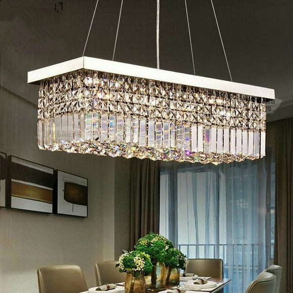 FINE MAKER 4-Lights K9 Crystal Chandelier Modern Chandelier in Raindrop Chandelier Design,Modern Flush Mount Ceiling Light Fixture,Crystal Pendant Light Fixture