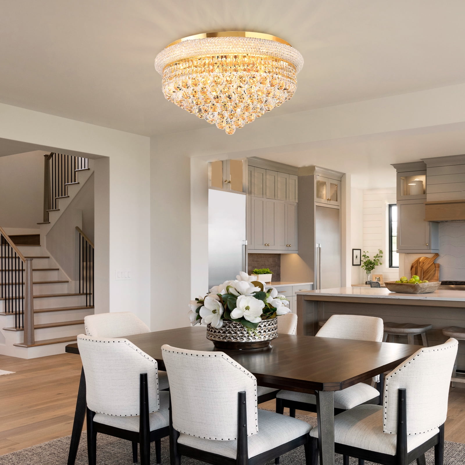 Large Crystal Chandeliers With LED Lights Modern Golden Fixture For Hotel Lobby, Hallway, Stairway From Umsannagu, $824.07