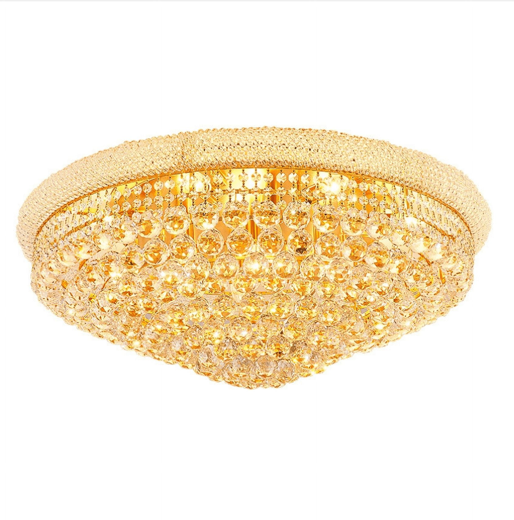 FINE MAKER 5-Light Gold Crystal Chandelier Flush Mount Ceiling Light ...