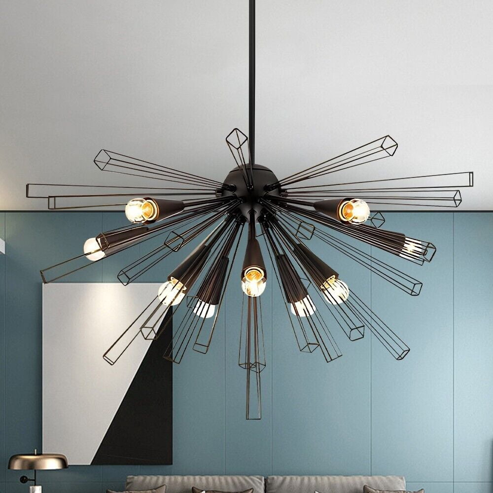 FINE MAKER Black Sputnik Chandelier 9 Light Modern Mid Century ...