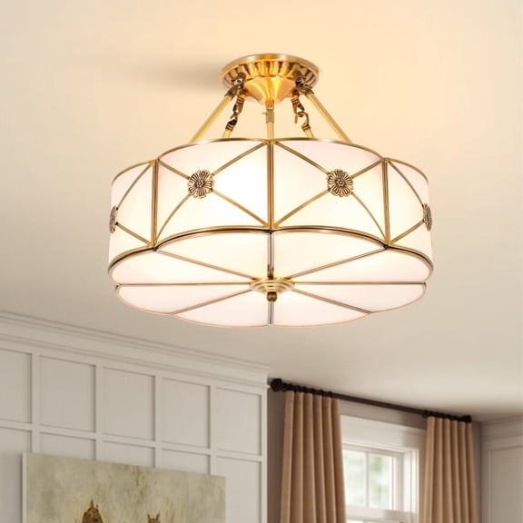 FINE MAKER 4-Light Postmodern Metal Gold Chandelier