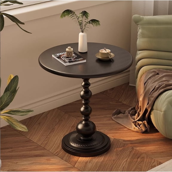 FINE MAKER French creative bedside table, bedroom side table, black simple side table, small storage rack, mini table coffee table, suitable for living room, study, balcony, hotel, open-air cafe