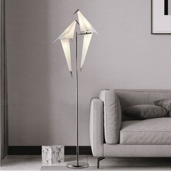 Fine Maker 1-Light Crane Lamp with White Plastic Shades for Bedroom